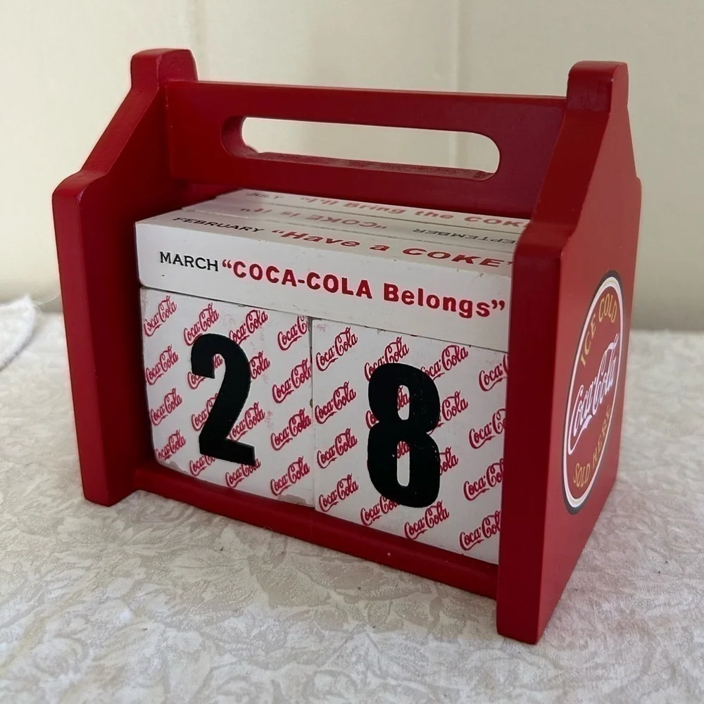 Vintage Coca-Cola Coke Perpetual Calendar Wooden block year round calendar